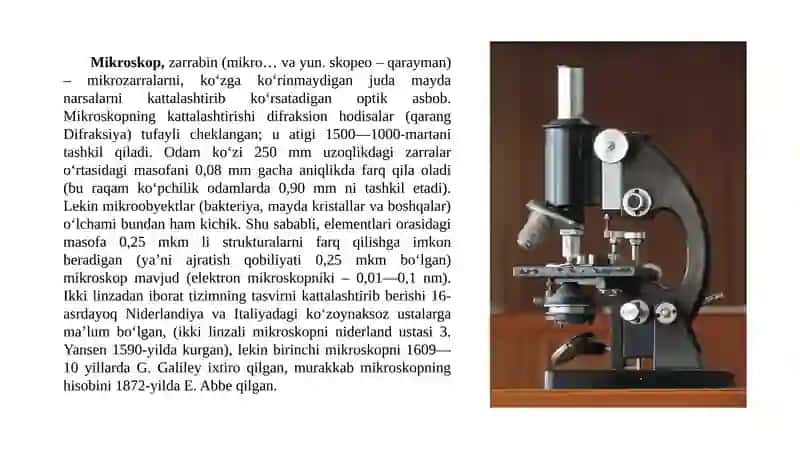 Mikroskop bilan ishlash . 3