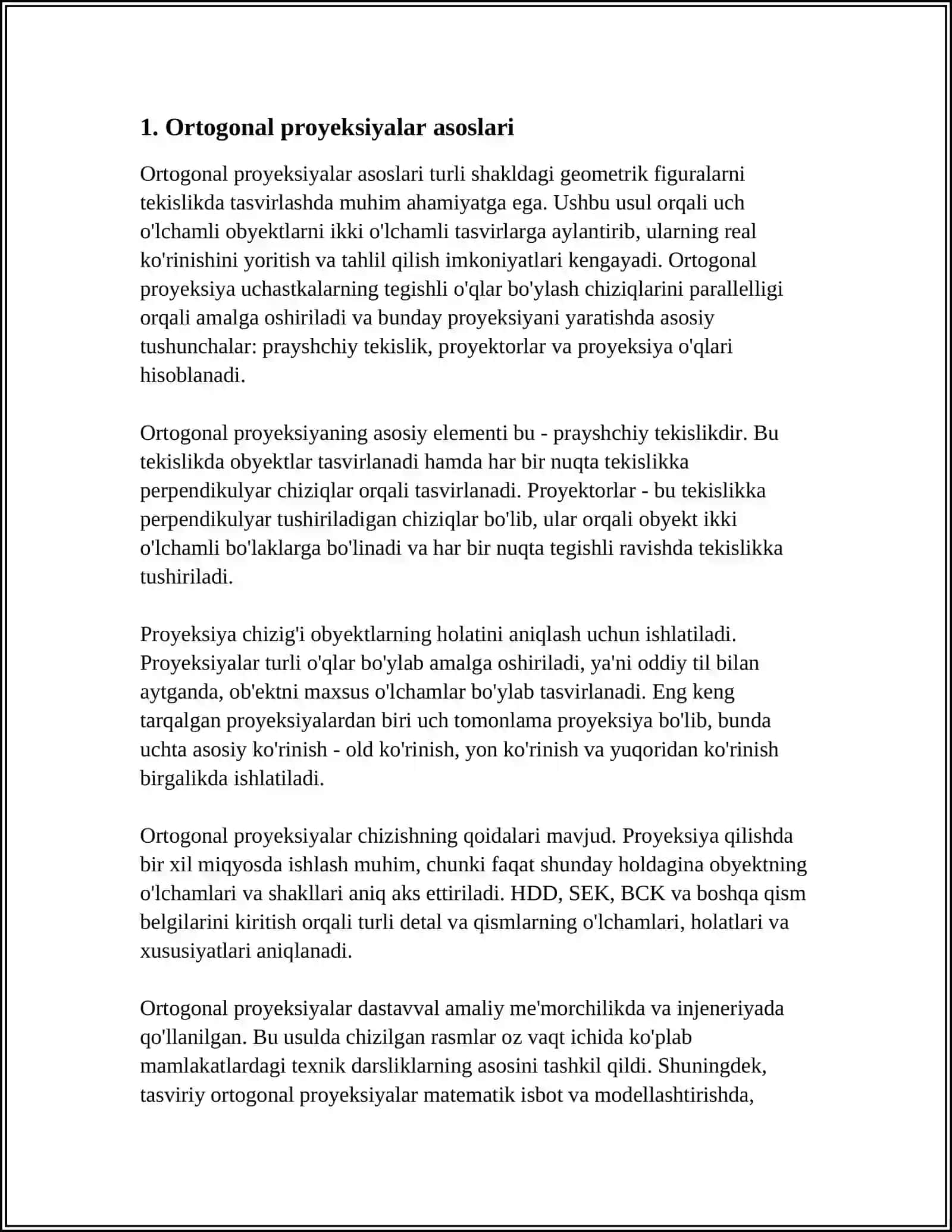 ORTAGANAL VA AKSONOMETRIK PROYEKSIYALARDA SOYALAR YASASH 3