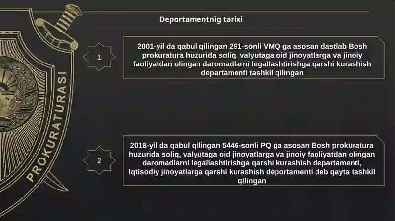 Bosh prokuratura huzuridagi iqtisodiy jinoyatlarga qarshi kurashish departamenti 3