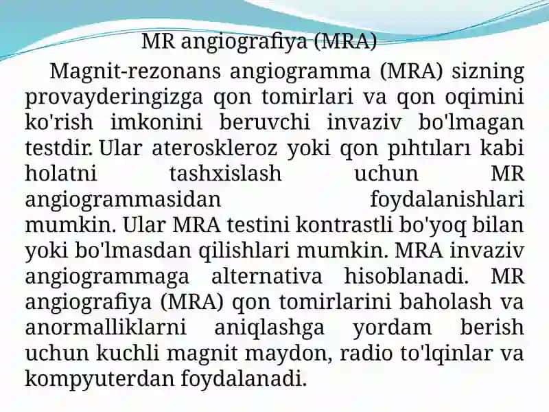 MRA (Magnit-rezonans angiogramma) 3