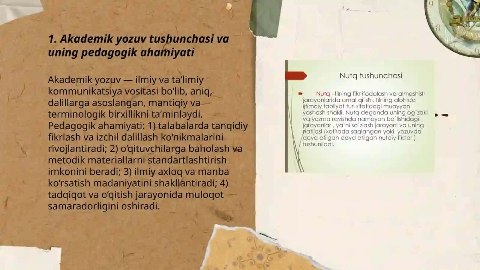 Akademik yozuv tushunchasi. Oʻzbek milliy pedagogikasi. Rasmiy-idoraviy uslub va uning qoʻllanilish sohalar 3