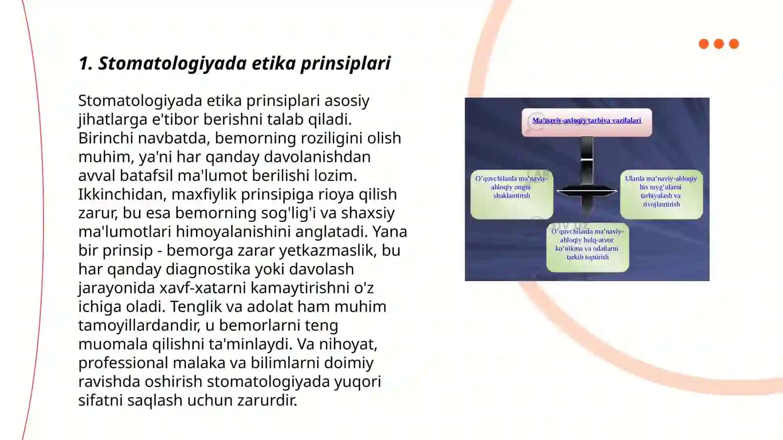 Stomatologiyada etika va deontologiya,stamotologik salomatlik va hayot sifati 3