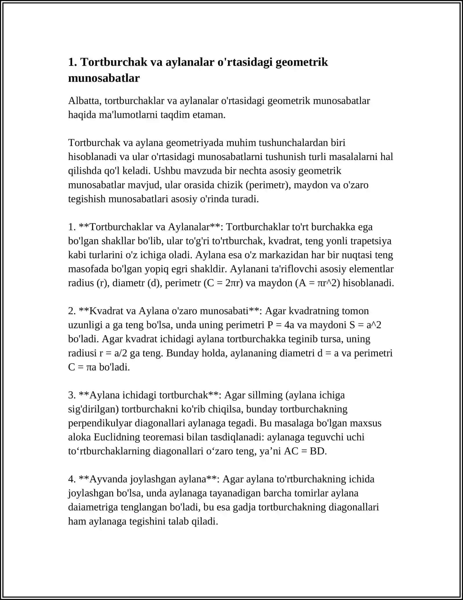 TORTBURCHAKGA TASHQI CHIZILGAN AYLANALAR 3