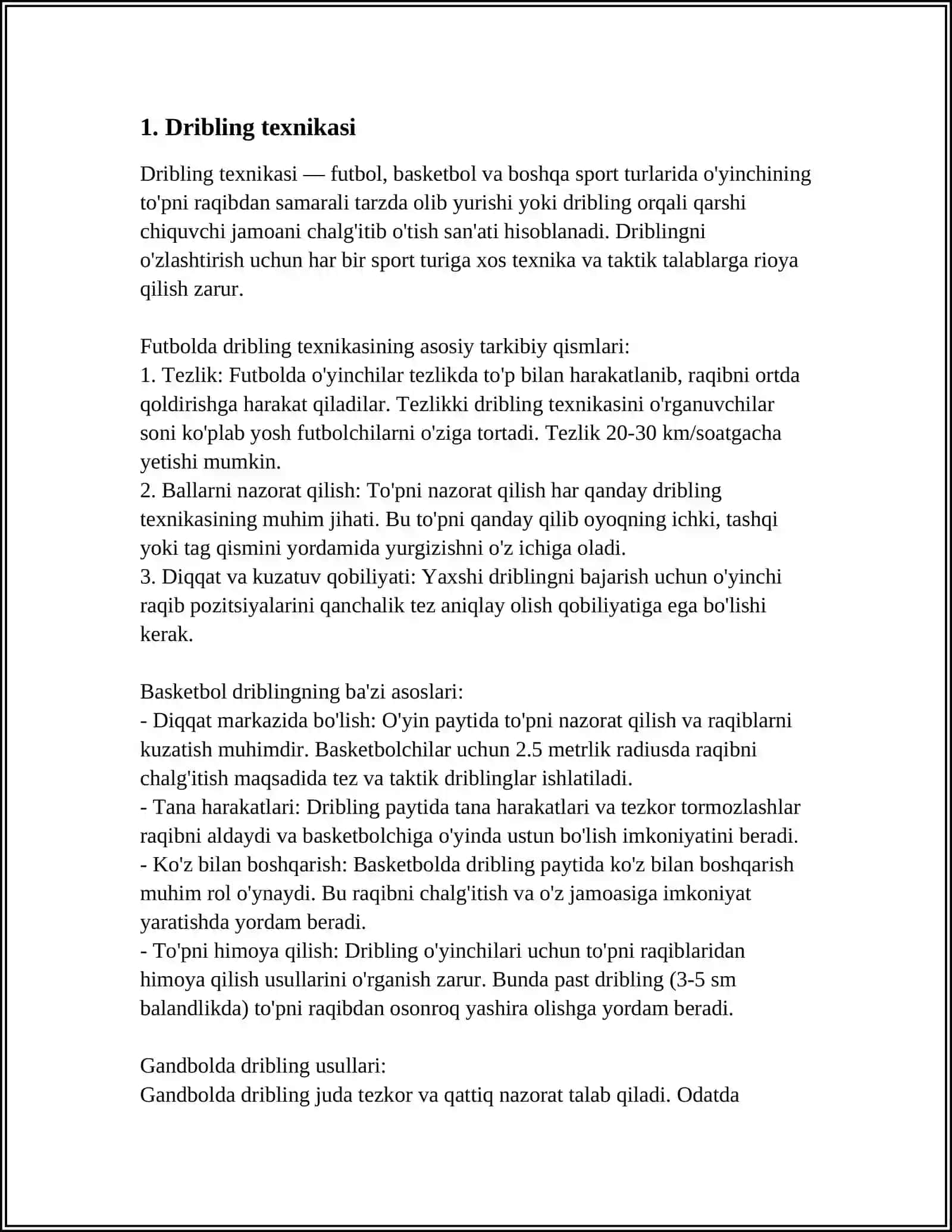 FUTBOL OʻYINIDA HARAKATLANISH TEXNIKASINI OʻRGANISH 3