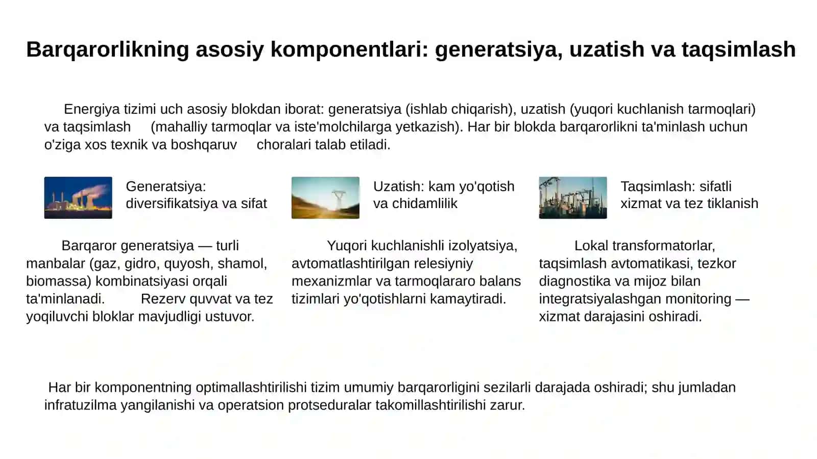 Energiya tizimining barqarorligi va ishonchliligi 3