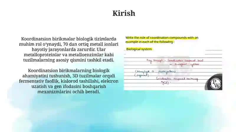 Koordinatsion birikmalarning biologik jarayonlarda giroli 3