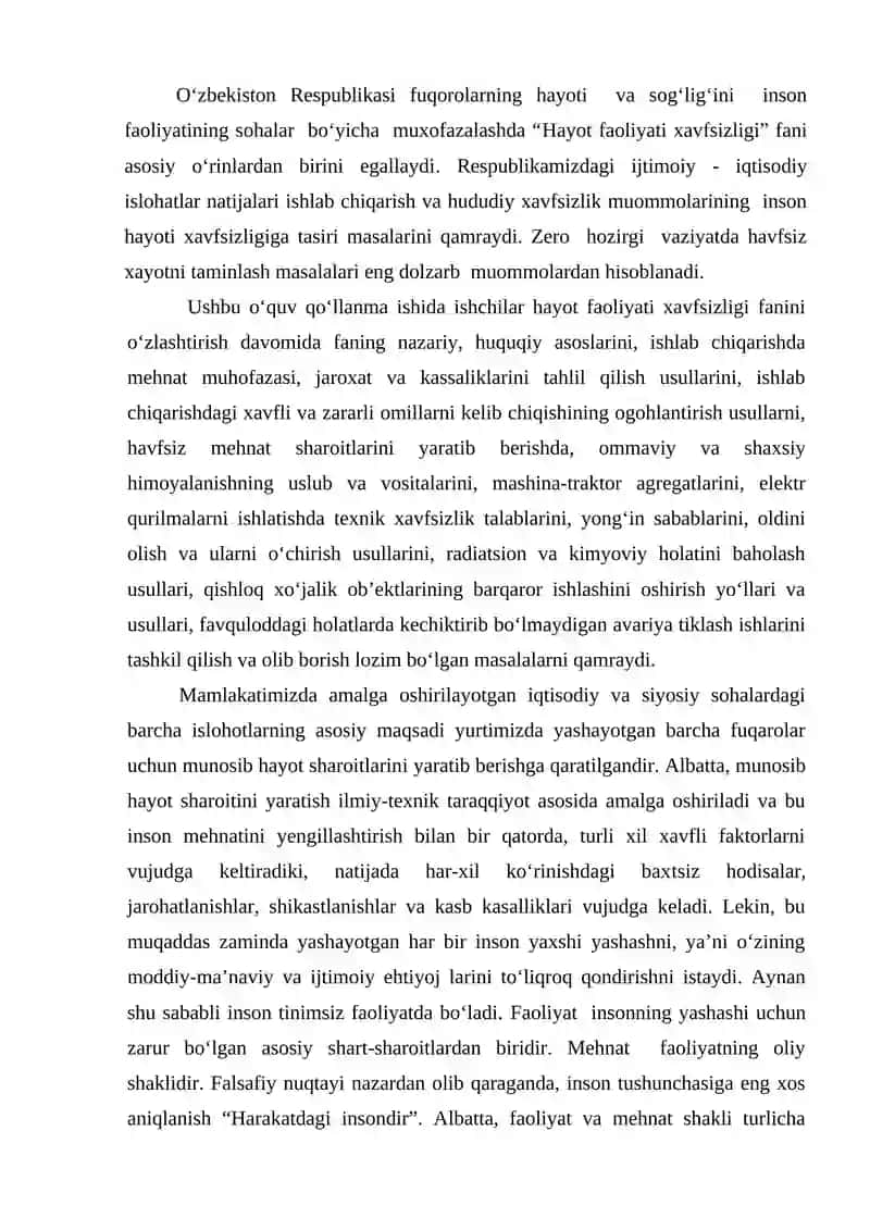 "Hayot Faoliyati Xavfsizligi" Fanidan Amaliy Mashg'ulotni Bajarish Uchun 3
