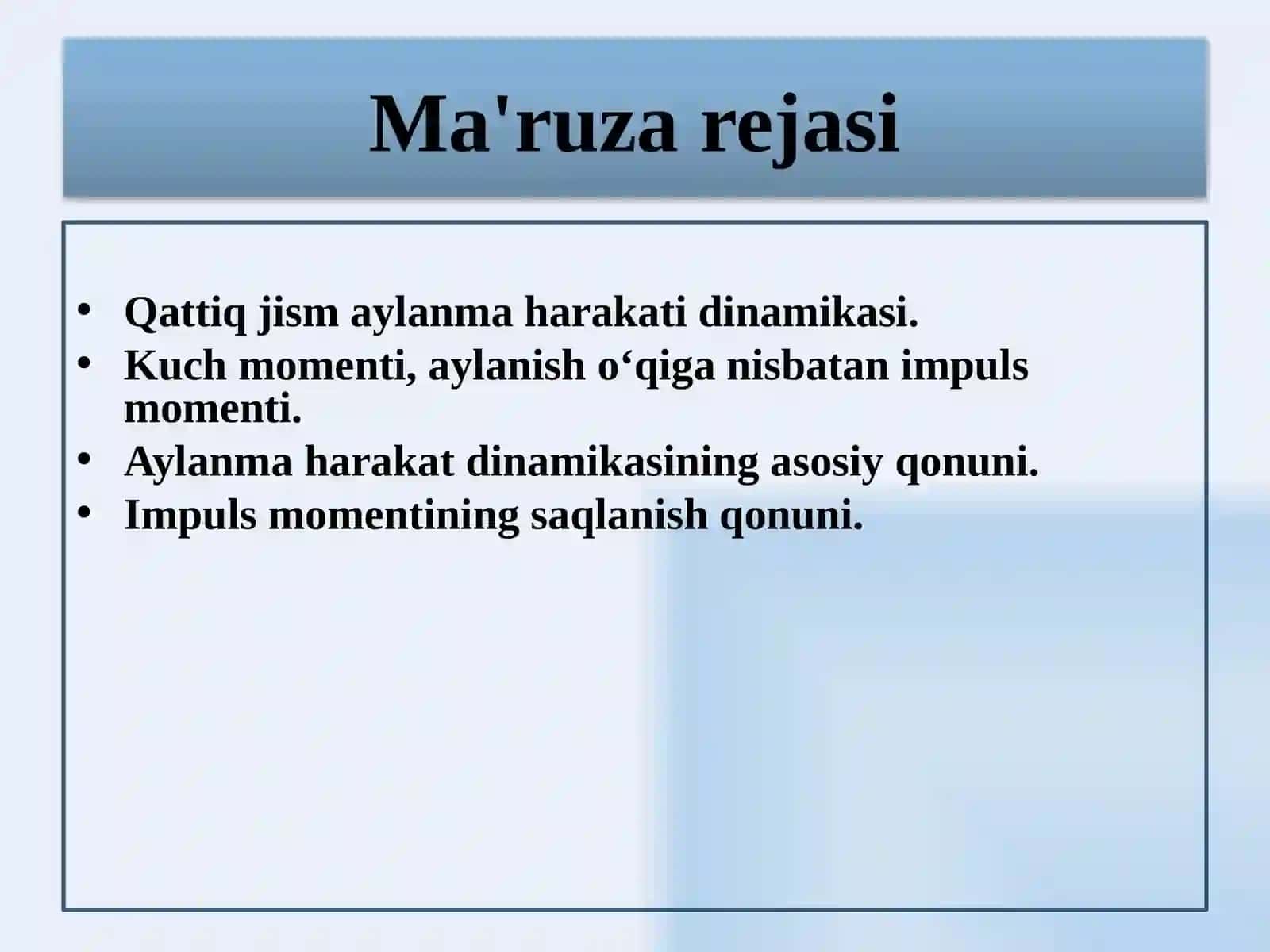 Qattiq jism aylanma harakatining dinamikasi 3