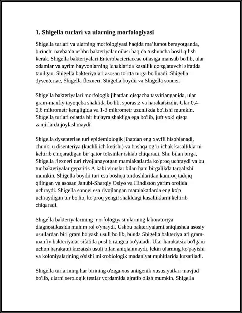 SHIGELLIOZ VA ICHAK IERSINIOZI QUZG‘ATUVCHILARI ULAR HARAKTERISTIKASI VA LABARATORIYA DIAGNOSTIKASI 3