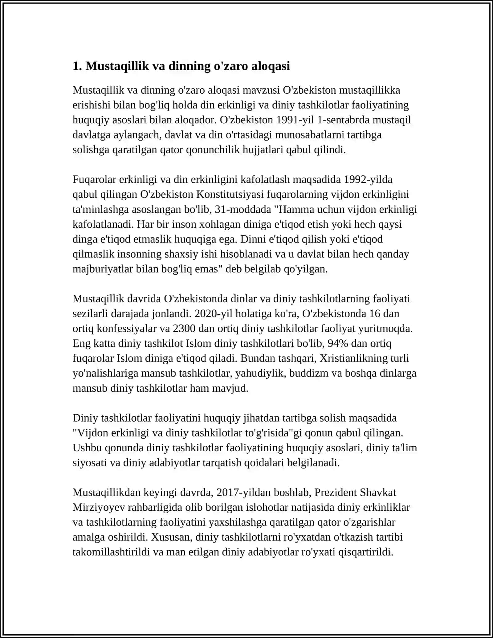 MUSTAQILLIK VA DIN 3