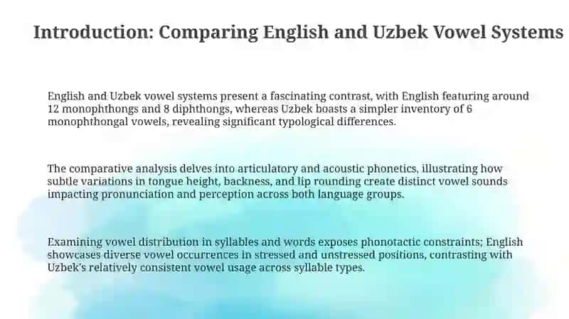 English and Uzbek Vowel Systems Comparison 3