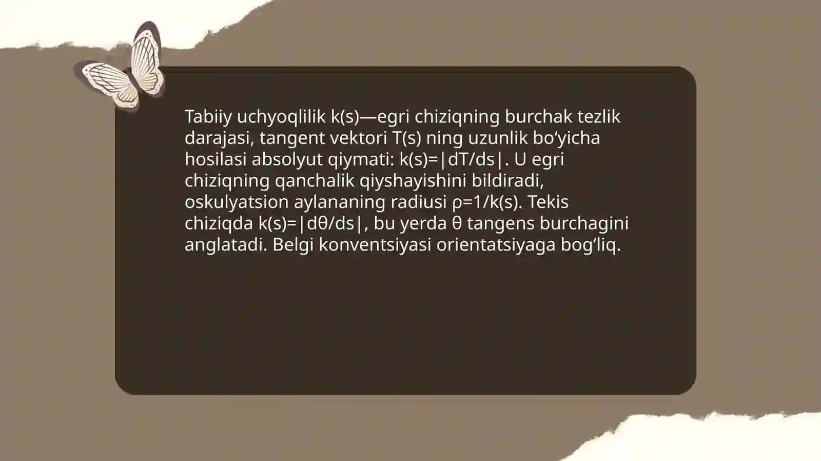 Tabiiy uchyoqlilik va Frene formulalari 3