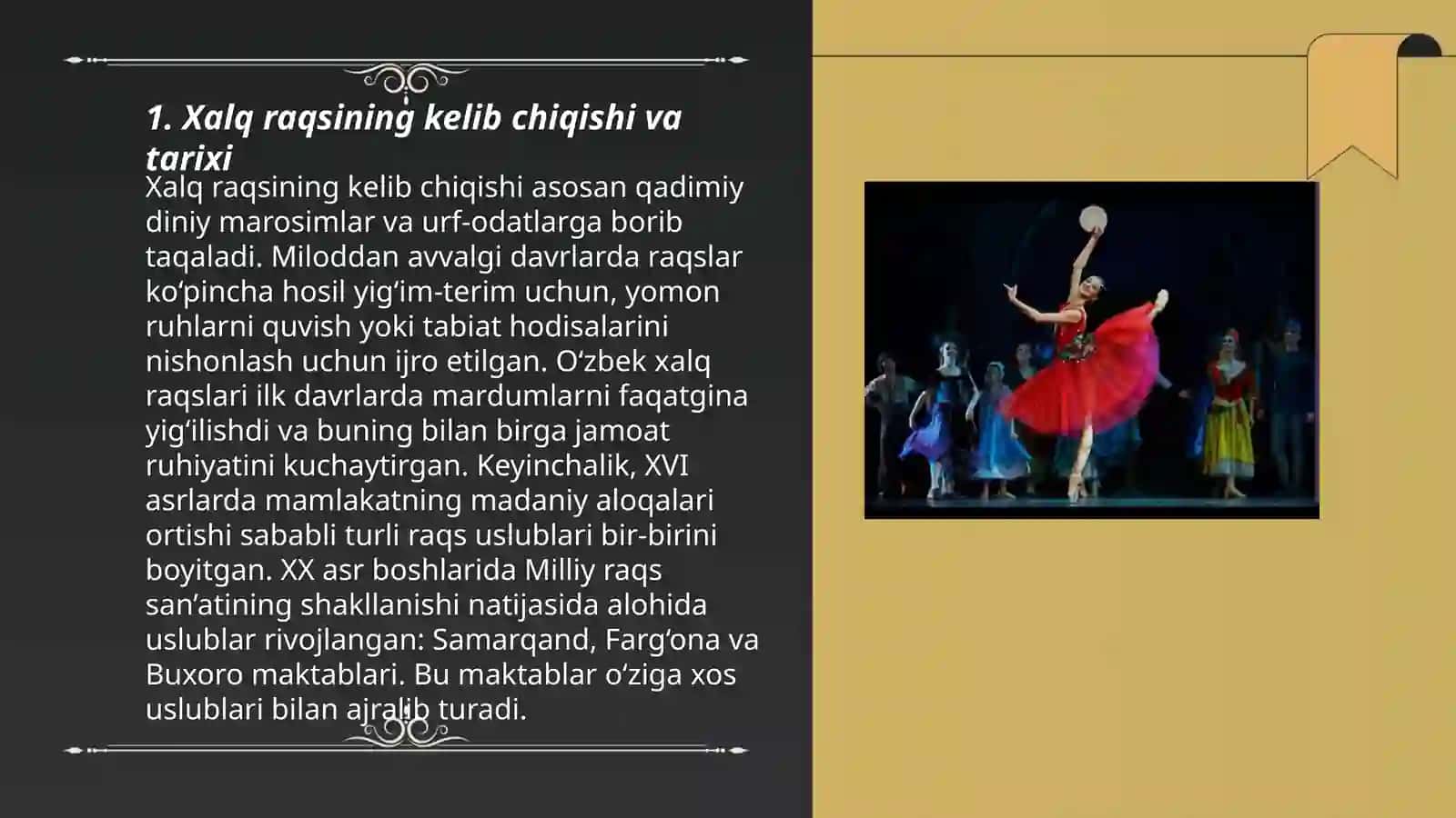 Xalq raqsi va xalq sahna raqsini o’qitishning farqi, baletdagi merosiy xalq sahna raqslarining o’rni 3