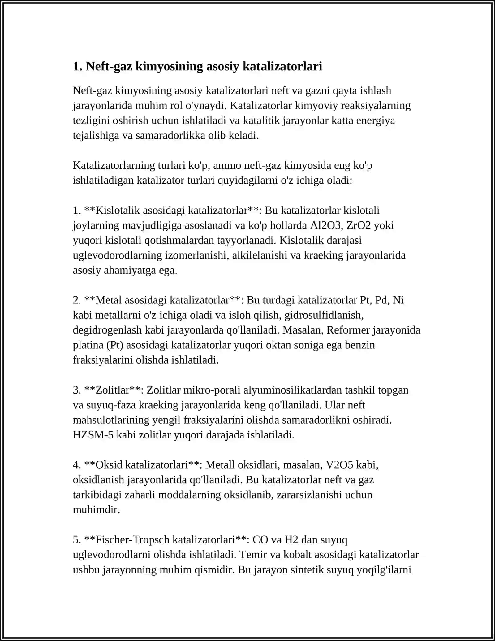Neft-Gaz Kimyosi Sintezida Qo'llaniladigan Katalizatorlar 3