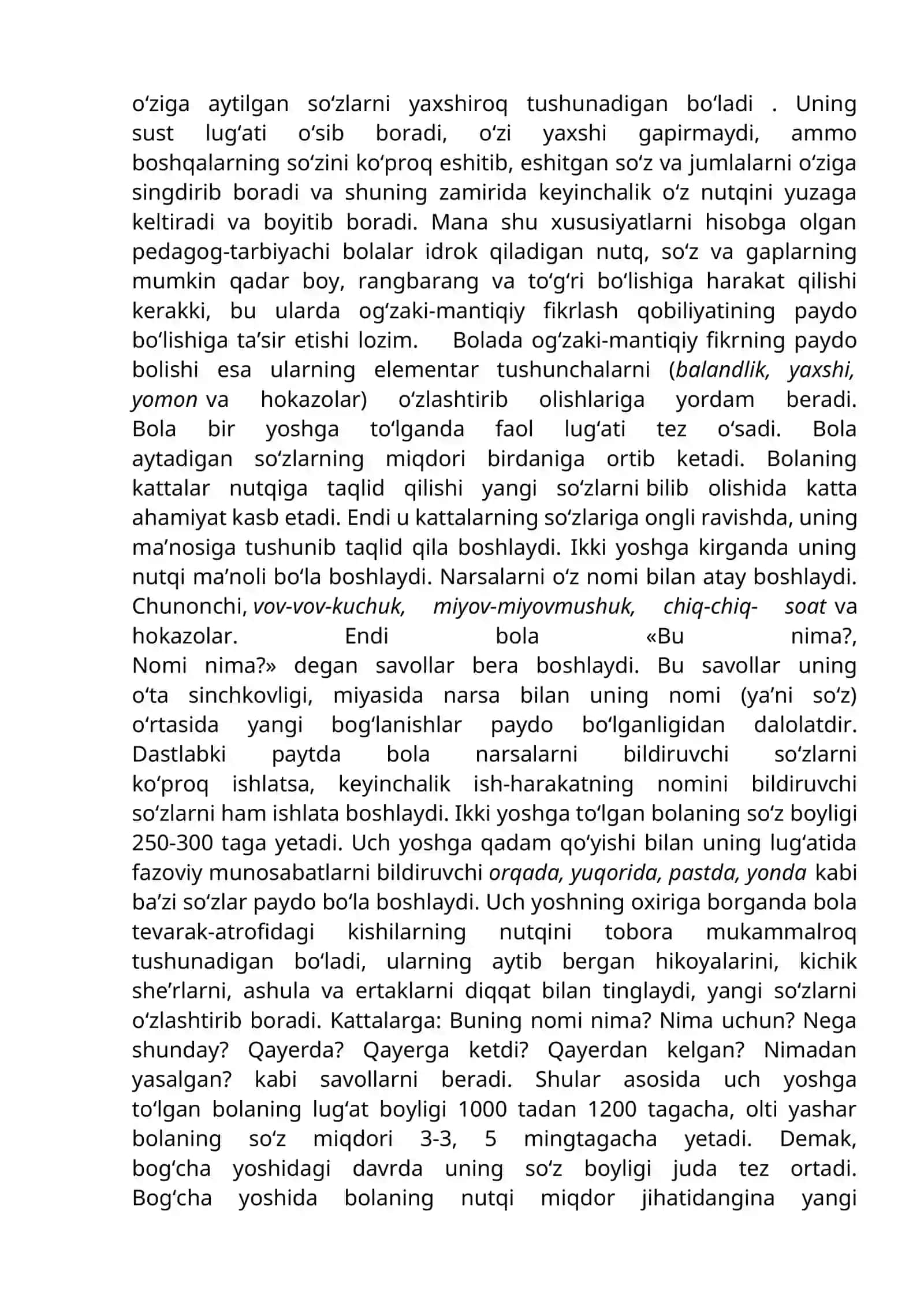 Bolalar Lug'atiga Yangi So'zlar 3