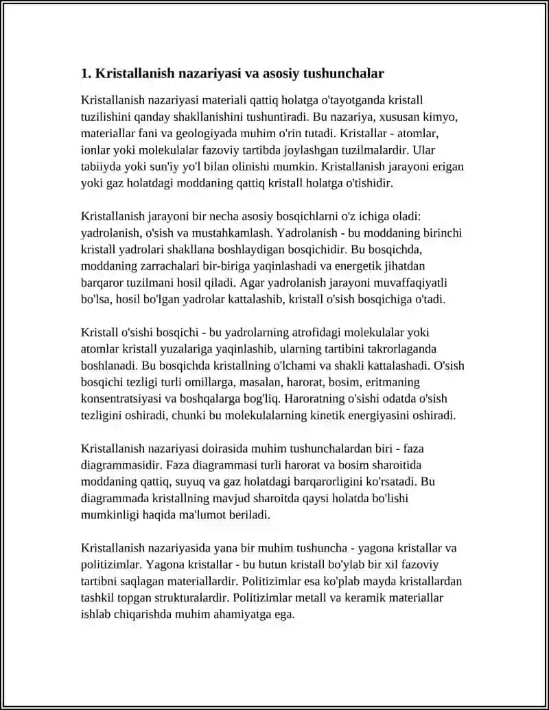 MATERIALLARNING KRISTALLANISH JARAYONI VA UNING MATERIAL XOSSALARIGA TAS’IRI 3