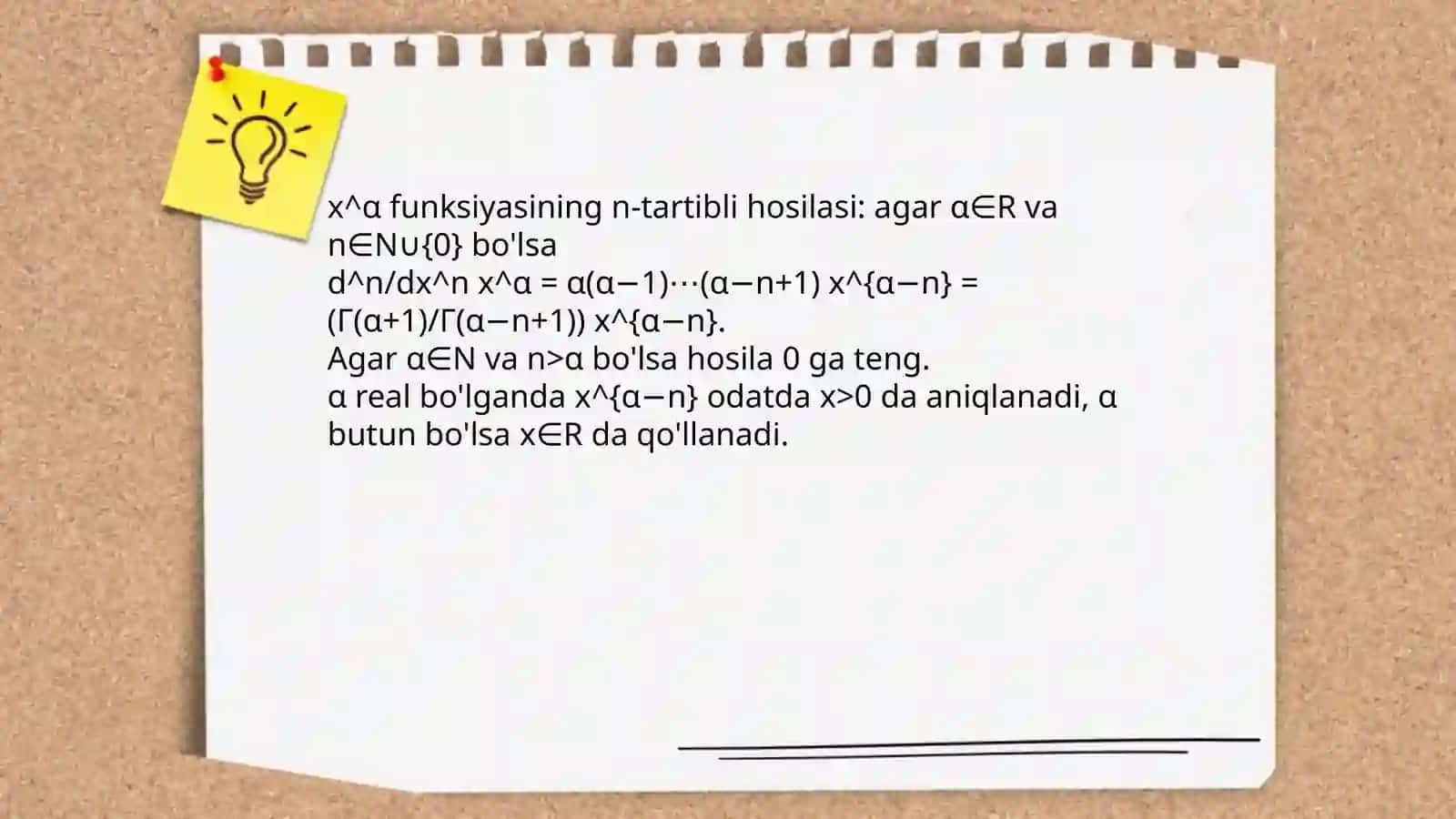 Asosiy elementar funksiyalarning n-tartibli hosilalarni formulasini keltirib chiqarish 3
