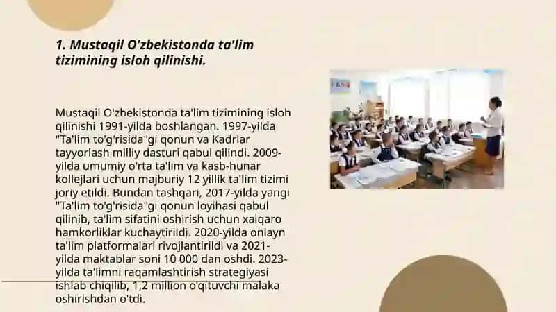 OʻZBЕKISTON RЕSРUBLIKАSIDА TА’LIM SOHАSIDА АMАLGА OSHIRILGАN ISLOHOTLАR 2425-guruh talabasi 3