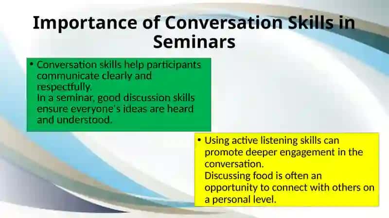 Seminar discussion skills. Conversation about food 3