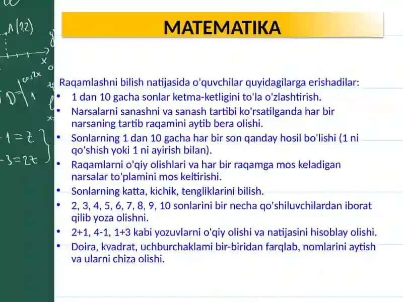 Manfiy butun sonlarni oʻn ichida nome‘rlashga o‘rgatish 3