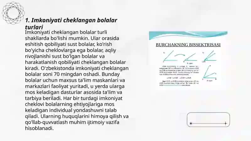 Imkoniyati cheklangan bolalar turlari va ularni inklyuziv ta'limga jalb qilish rasmlari bilan 3