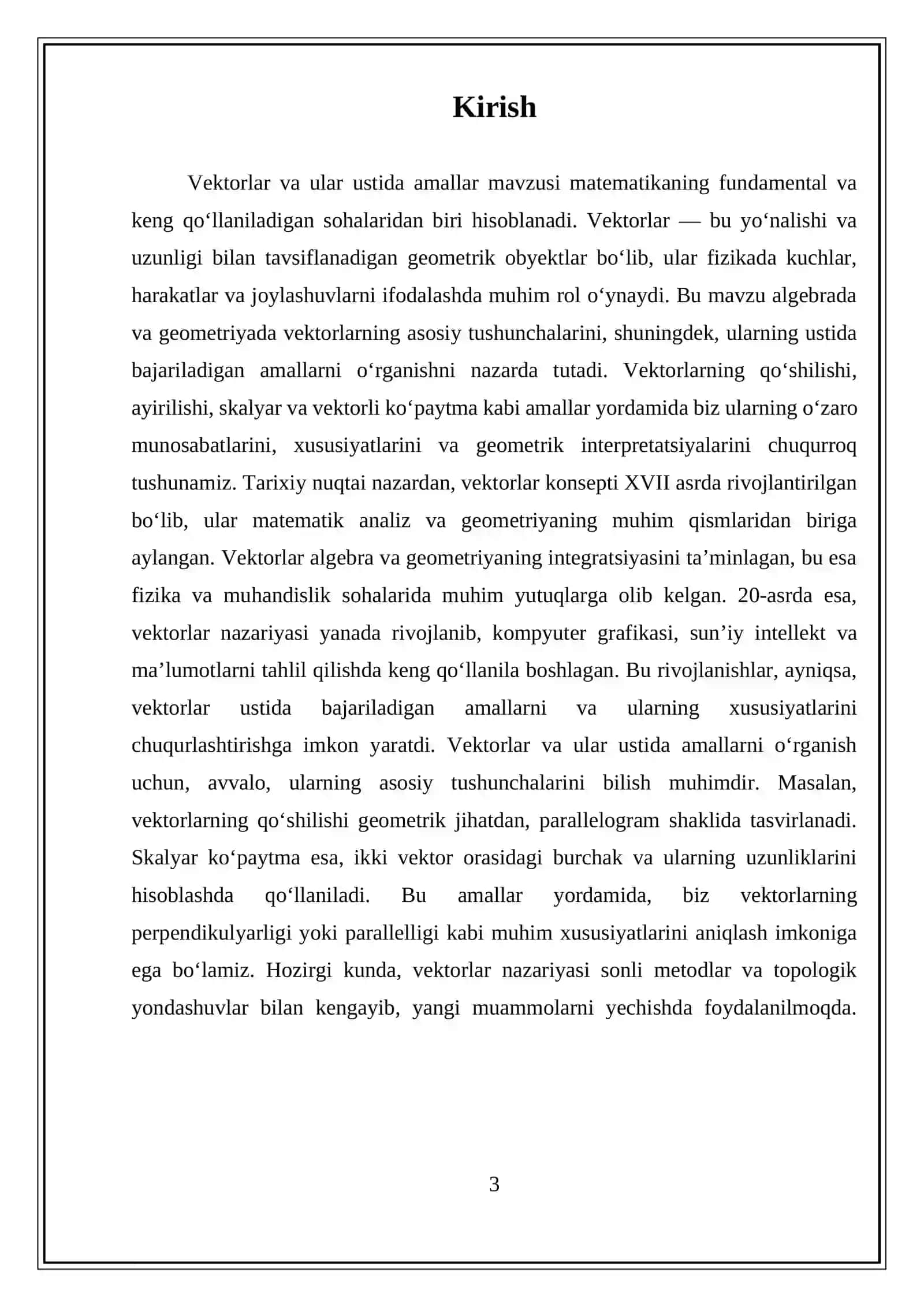 Vektorlar va ular ustida amallar 3