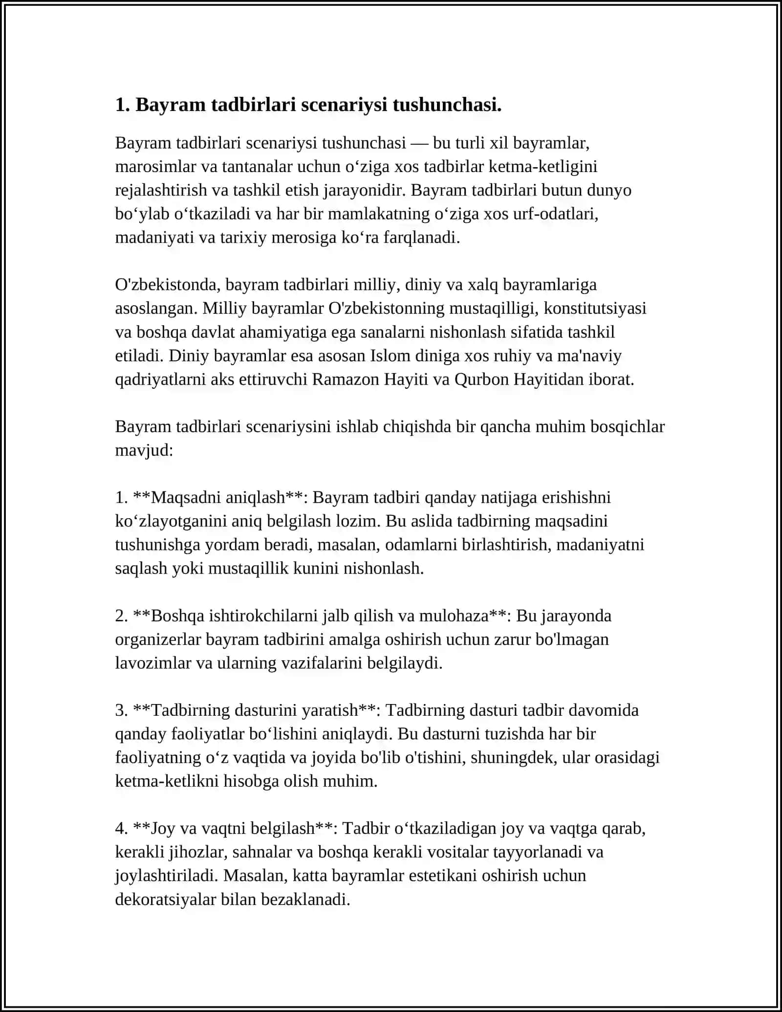 MUSIQA MASHG'ULOTLAR REJASIDA BAYRAM TADBIRLARI SENARIYSINI ISHLAB CHIQISH VA O'TKAZISHGA QO'YILGAN TALABLAR 3