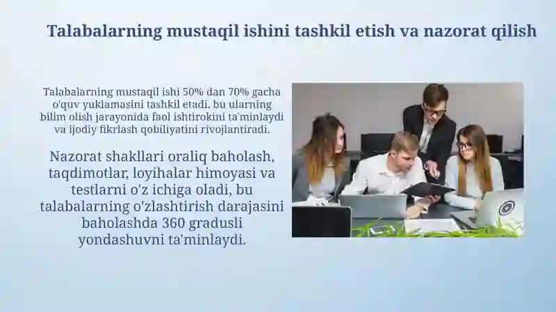 Talabalarning mustaqil ishini tashkil etish va nazorat qilish 3