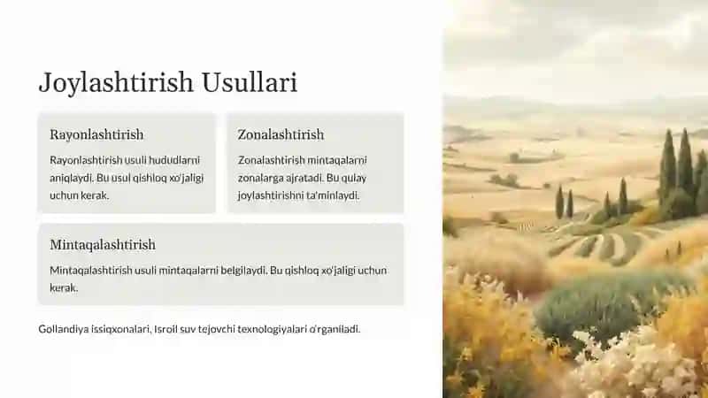 Qishloq Xo‘jaligida Ishlab Chiqarishni Joylashtirish va Ixtisoslashtirish 3