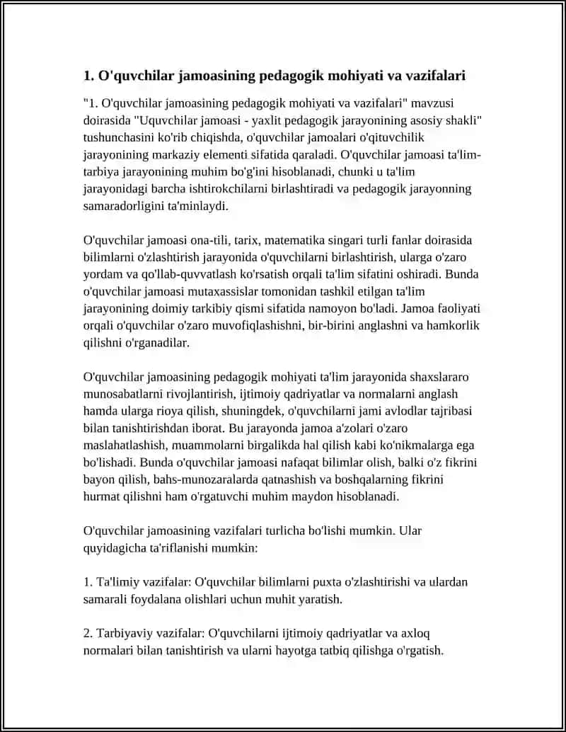 UQUVCHILAR JAMOASI - YAXLIT PEDAGOGIK JARAYONINING ASOSIY SHAKLI 3