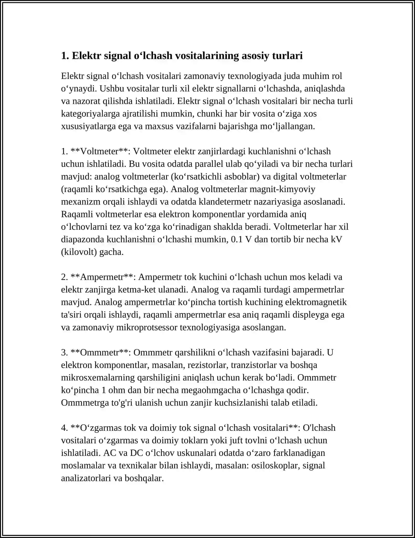 ELEKTR SIGNAL OʻLCHASH VOSITALARI VA TURLARI 3