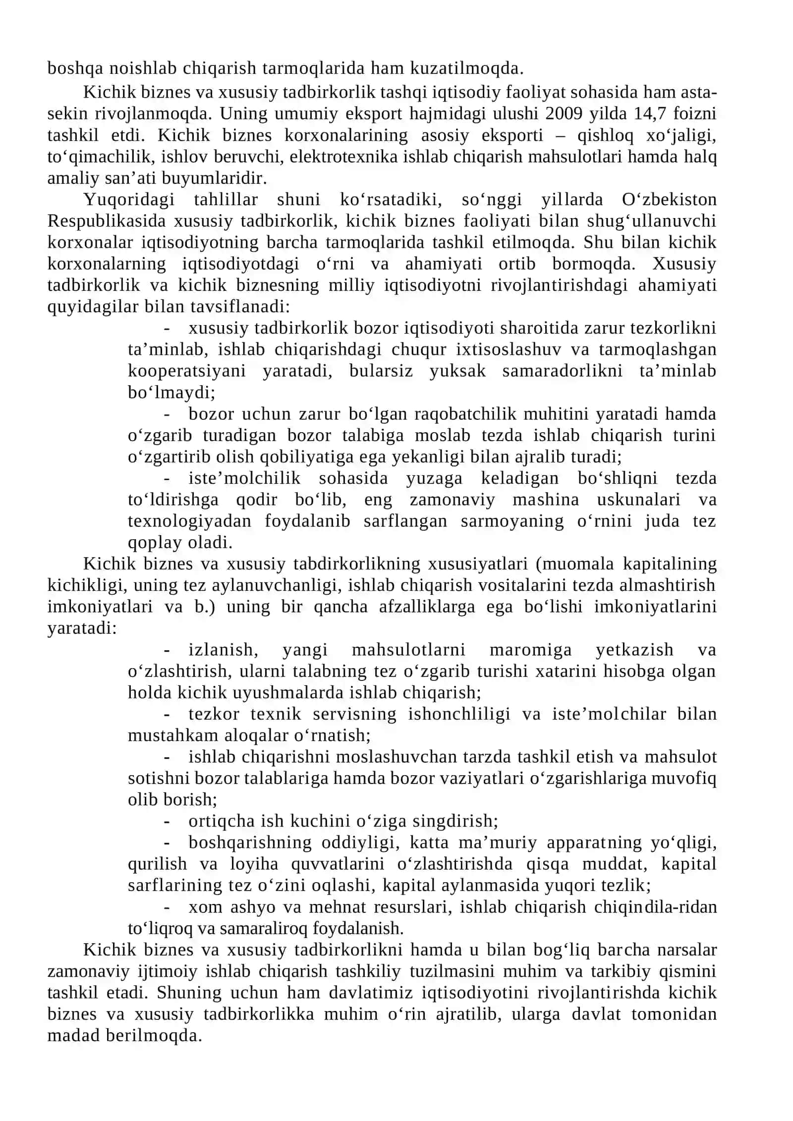 O‘zbekistonda kichik biznes va tadbirkorlik faoliyatini rivojlantirish yo‘nalishlari 3