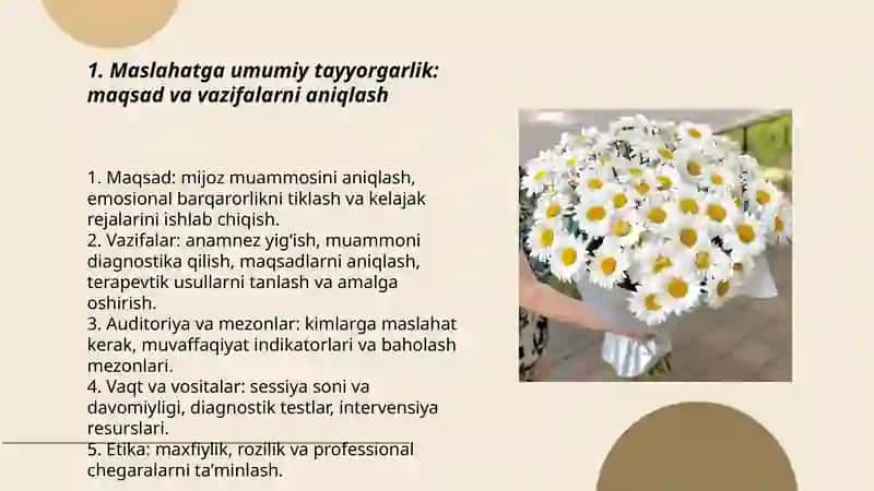 Psixologik maslahatni tayyorlash va oʻtkazish: bosqichlari va tartiblari 3