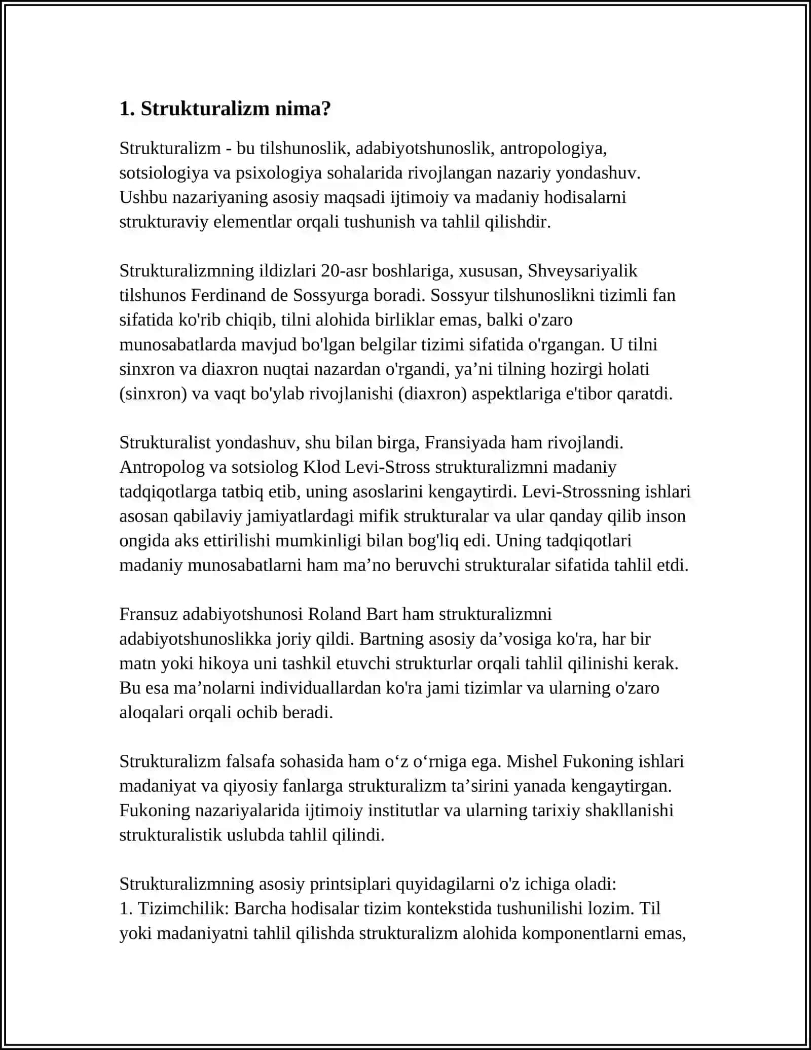 STRUKTIRALIZM VA UNING YO'NALISHLARI HAQIDA BATAFSIL MA'LUMOT 3