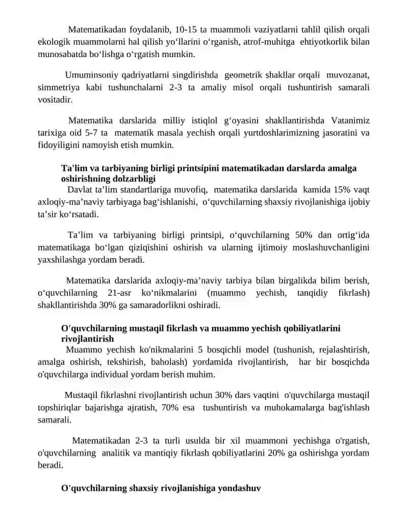 Matematika darslarida ta'lim va tarbiya birligi tamoyiliga amal qilish 3