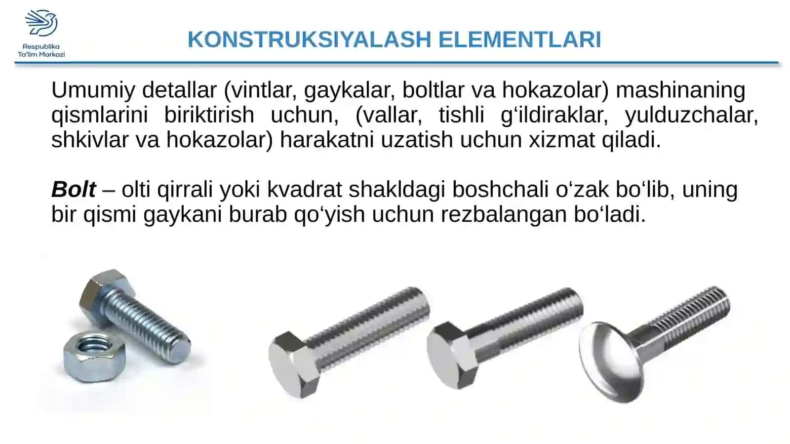 6-sinf Texnologiya. Texnologiya va konstruksiyalash elementlari. Buyumlarni tayyorlash. loyihalash, o'lchash, rejalash, biriktirish, pardozlash 3