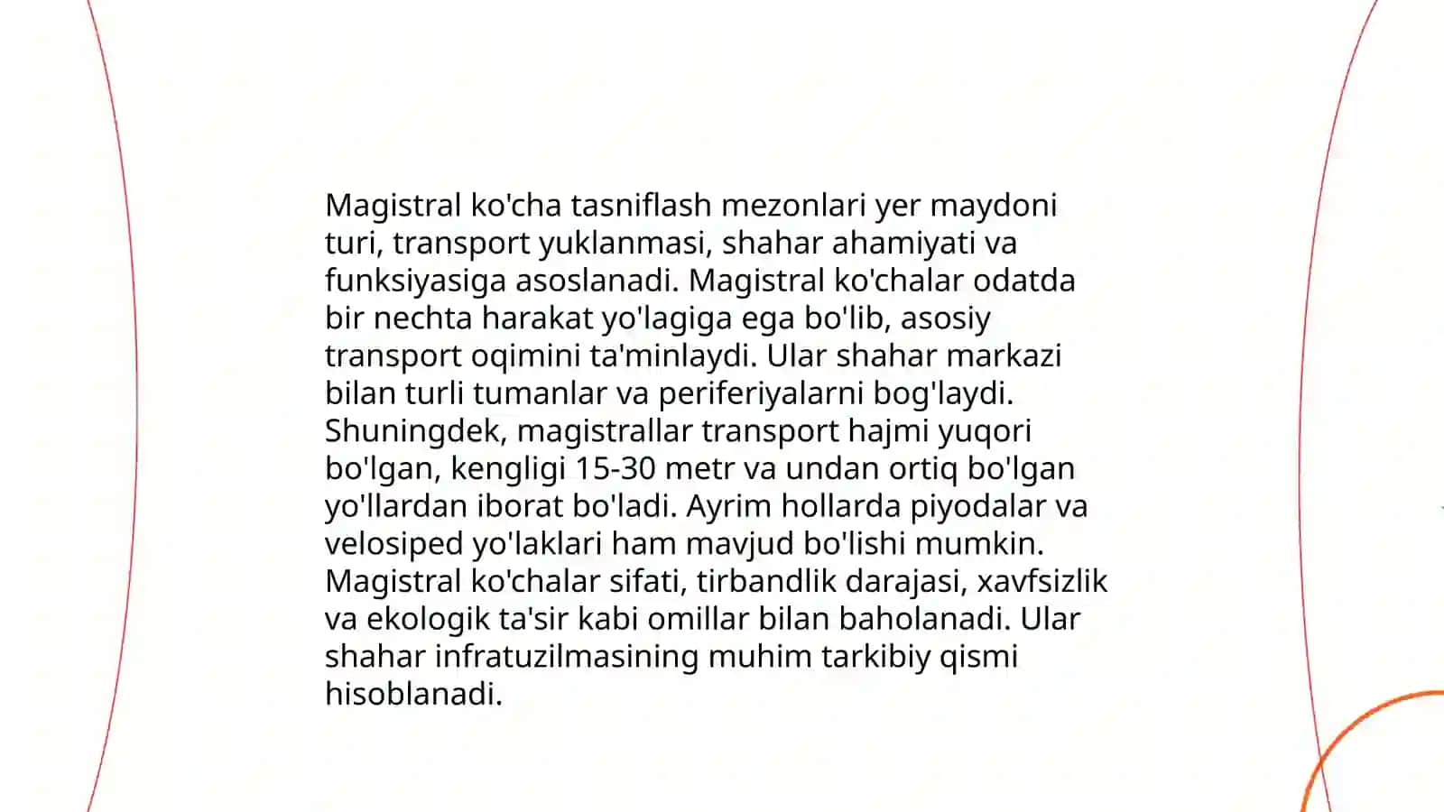 Magistral ko'chalarni tasnifi va loyihalash 3