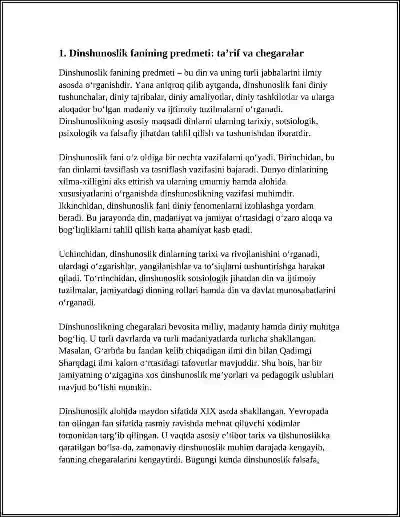 DINSHUNOSLIK FANINING PREDMETI MAQSADI VA VAZIFALARI 3