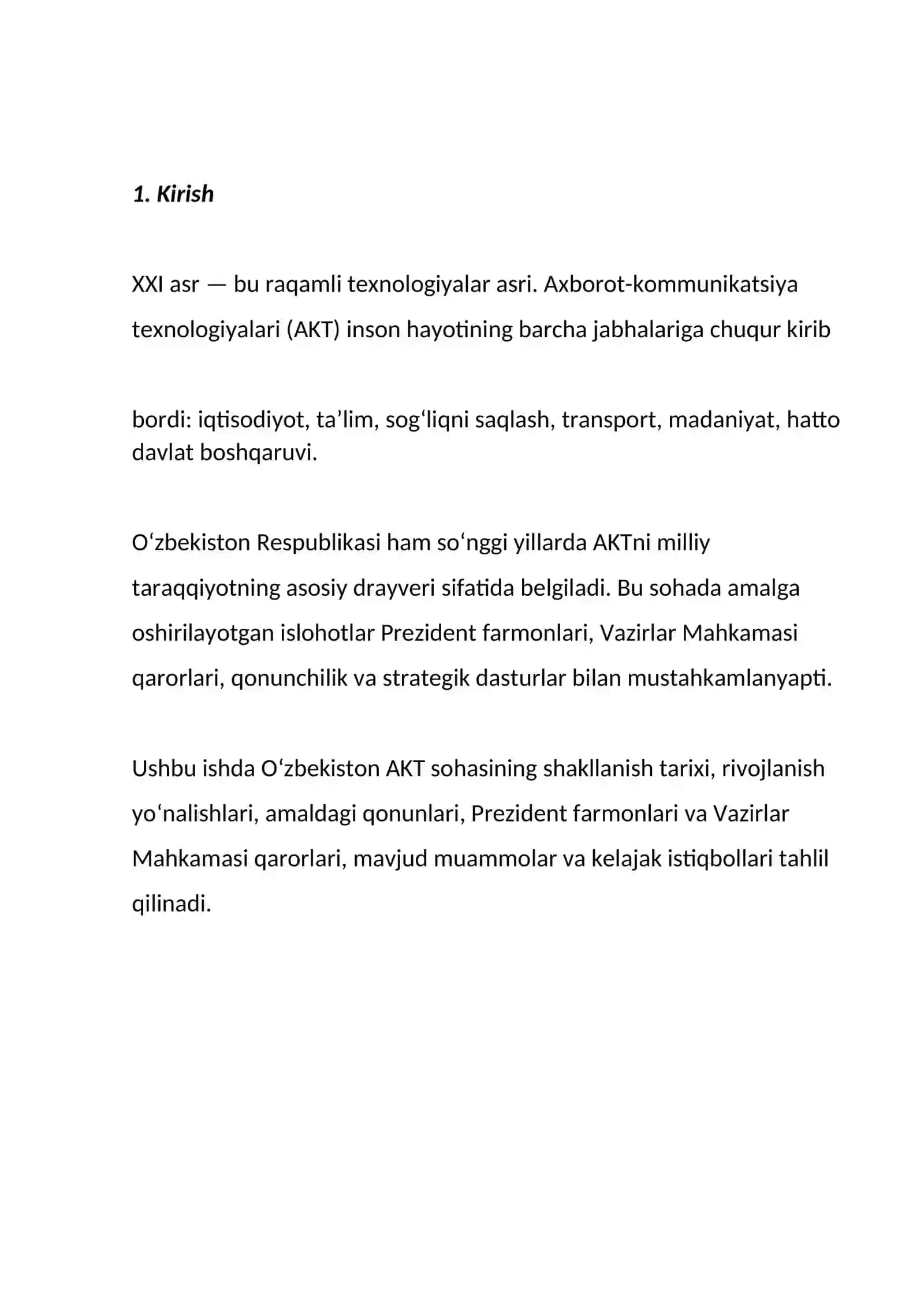 “ Oʻzbekistonda axborot kommunikatsiya sohasini rivojlantirishdagi asosiy yoʻnalishlari va amaldagi qonunlar, Oʻzbekiston respublikasi prezidenti farmonlari va Vazirlar mahkamasi qarorlari” 3