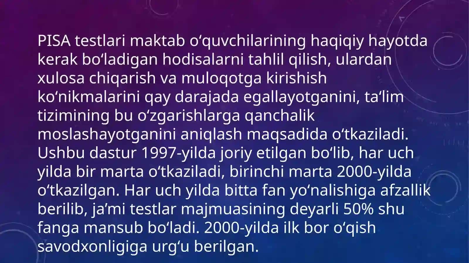 PISA xalqaro baholash dasturida asosiy vainnovatsionyoʻnalishlariva tadqiqotoʻtkazishshakllari 3