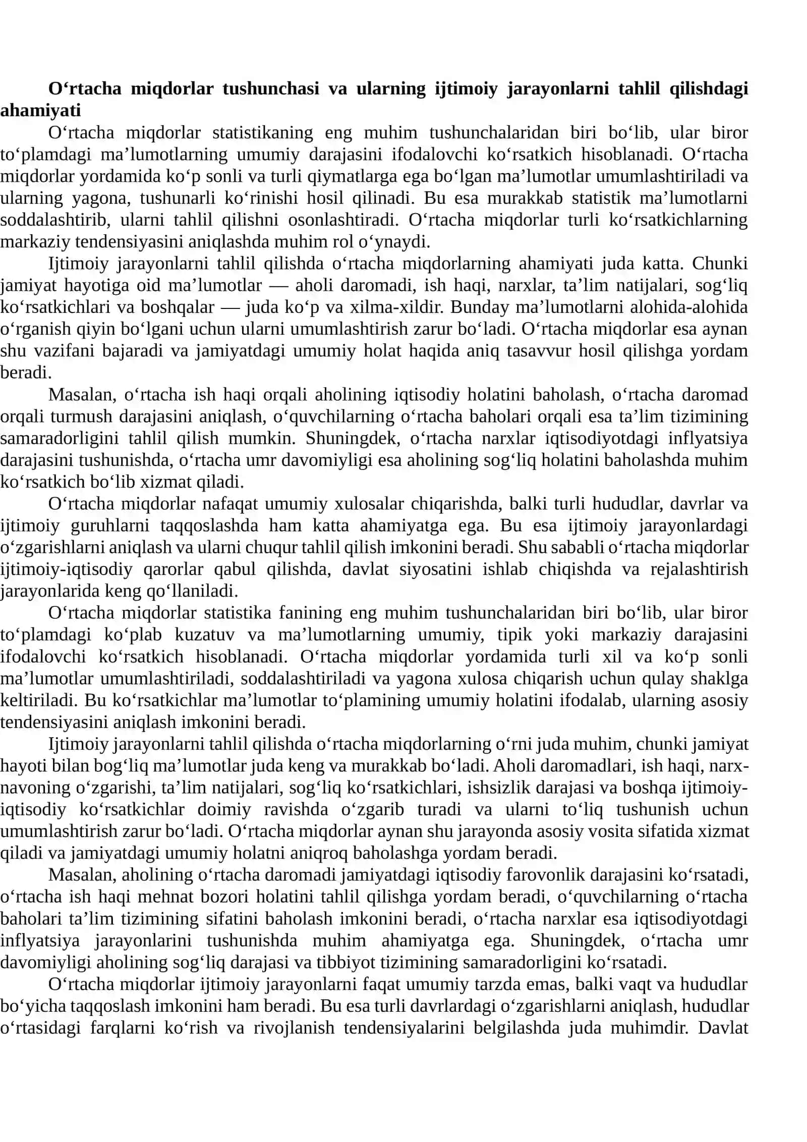 Oʻrtacha miqdorlar yordamida ijtimoiy jarayonlarni tahlil qilish 3