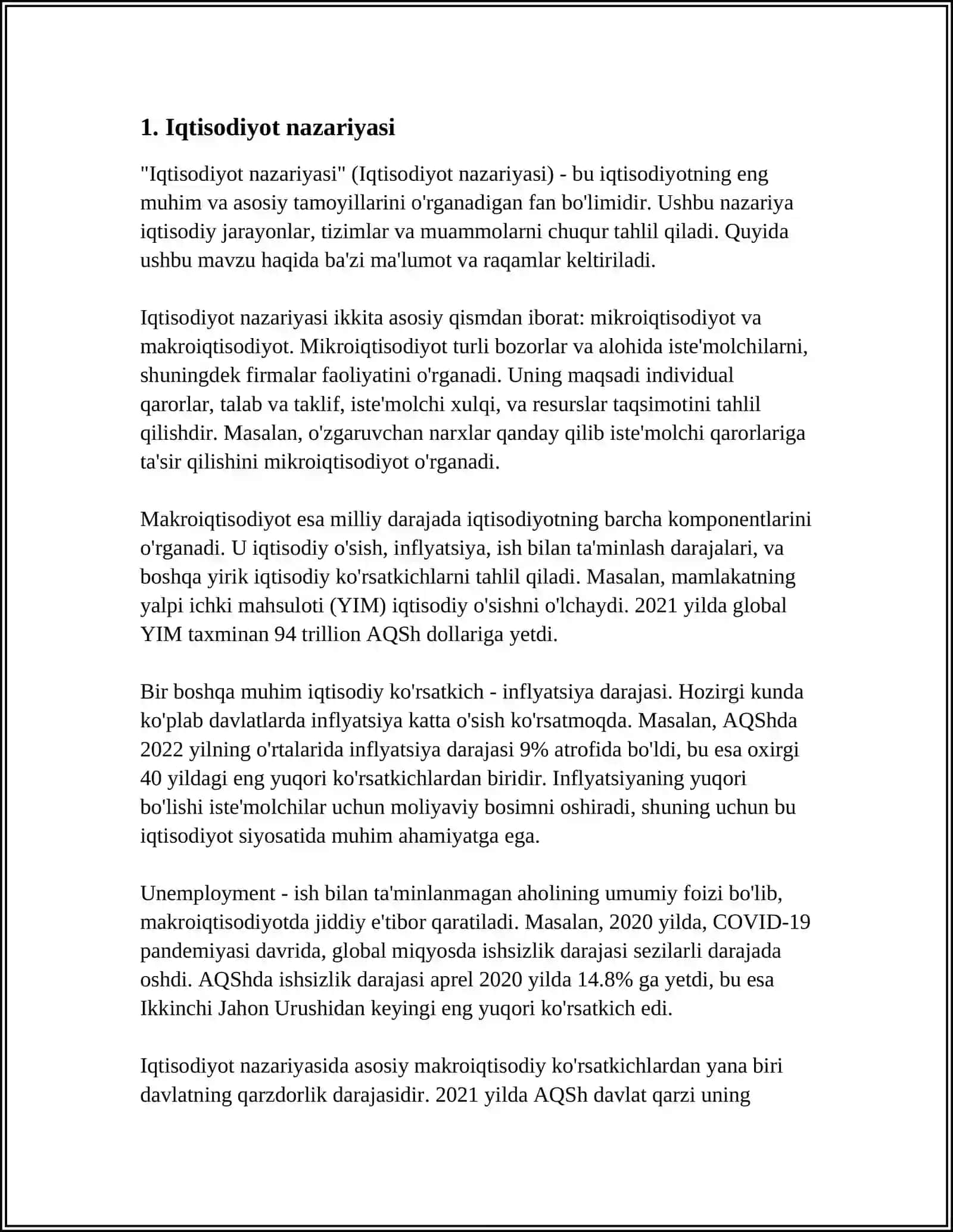 UNIVERSITY OF BUSINESS AND SCIENCES UNIVERSITETI IQTISODIYOT KAFEDRASI 3