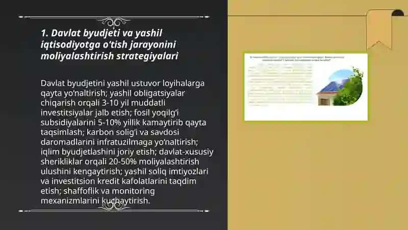 “Yashil iqtisodiyot”ga o‘tish jarayonini moliyalashtirish 3