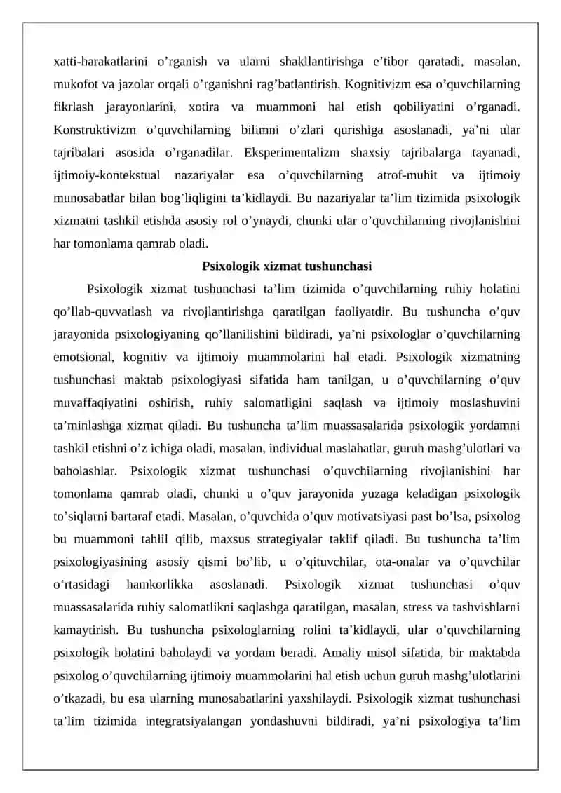 Ta'lim muassasalarining turli tiplarida psixologik xizmat kontseptsiyalari 3