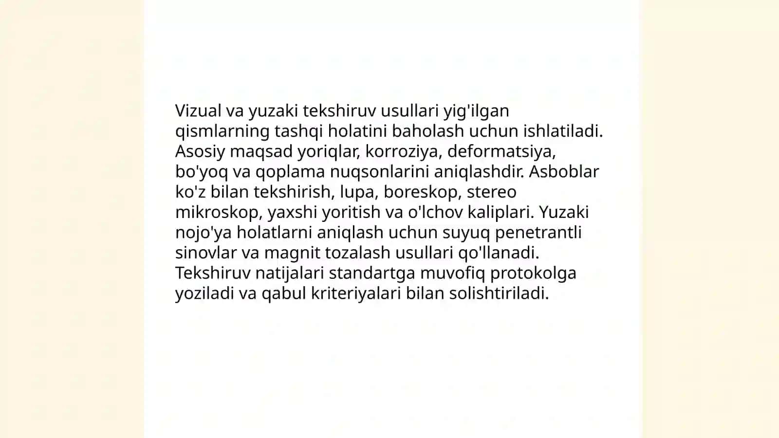 Vizual va yuzaki tekshiruv usullari 3