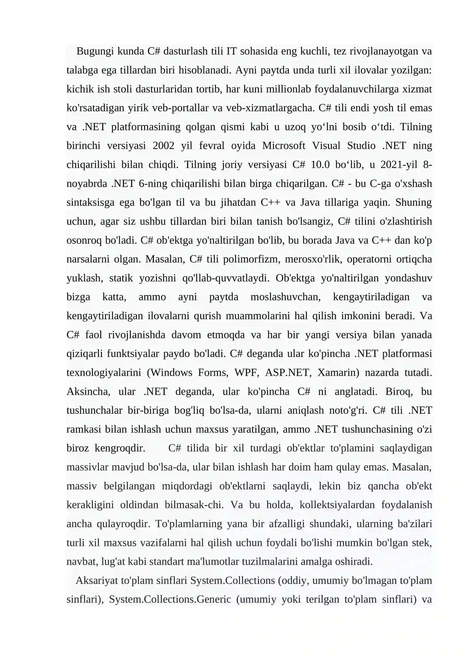 "C# dasturlash tilida kolleksiyalar bilan ishlash" 3