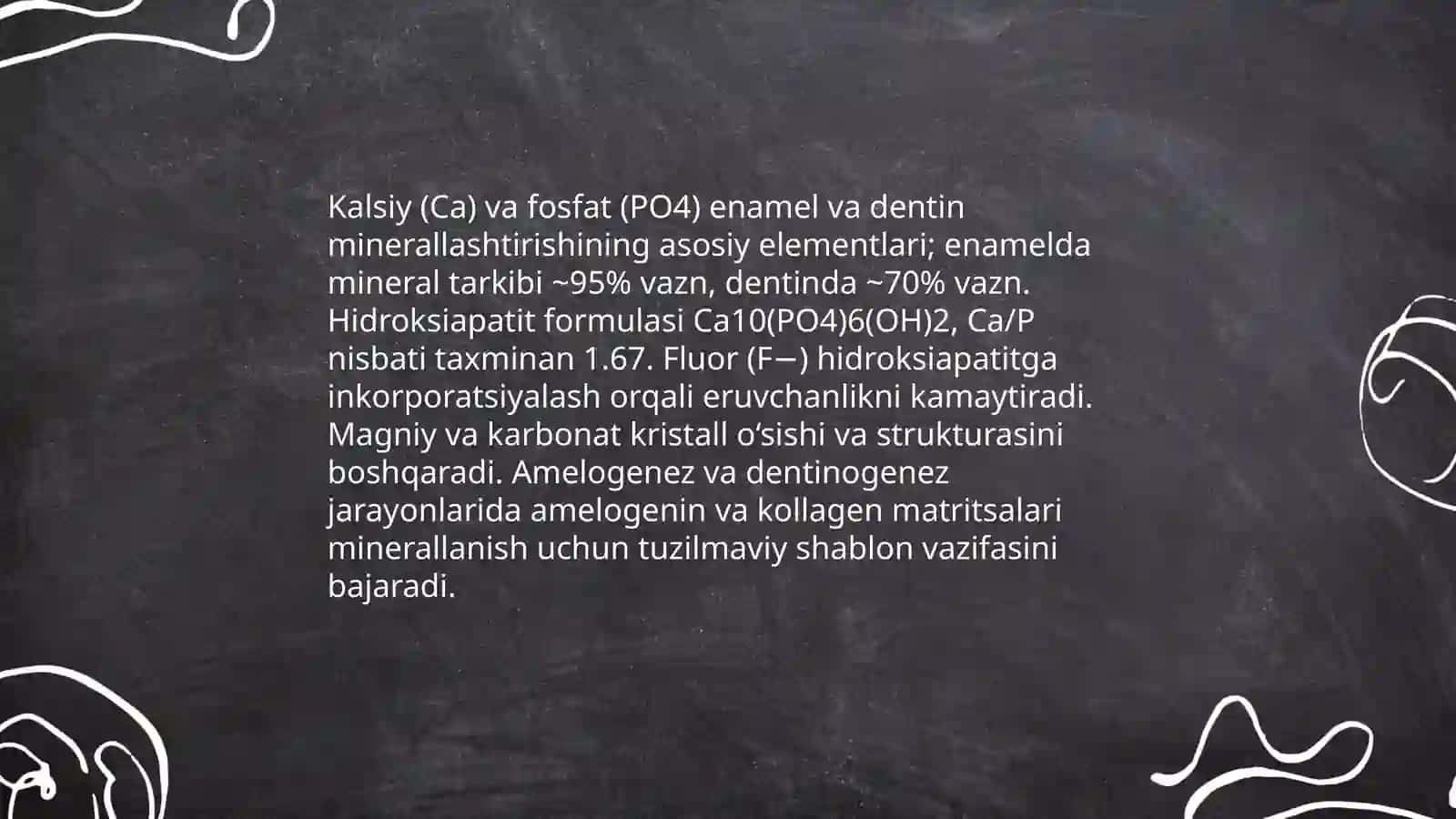 Mineral moddalarning tish taraqqiyotidagi o'rni. So‘lak tarkibi va uning ahamiyati 3
