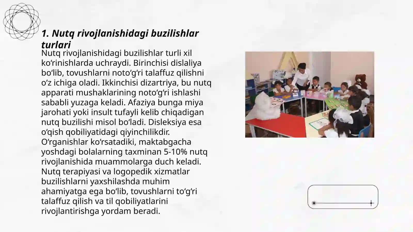 Nutq kamchiligiga ega bolalarni maktab talimiga psixologik jixatdan tayyorlash 3