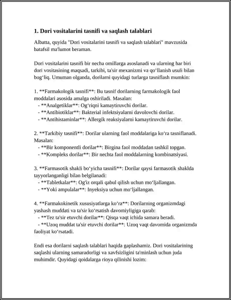 DORI VOSITALARI VA SAQLASH SHAROITI 3