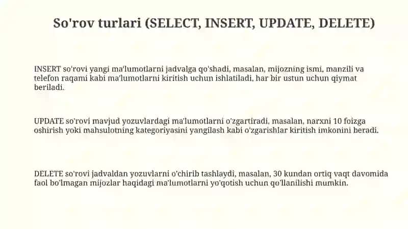 SQL tilida so‘rovlar bilan ishlash 3